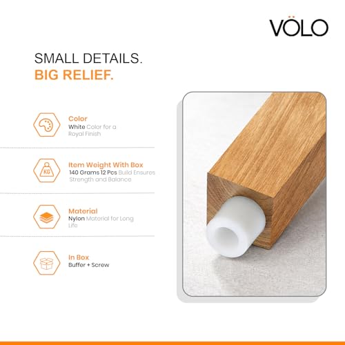 VOLO Pack of 12 Round PVC Furniture Buffer Pads – 25mm Screw-On Non Skid Floor Protectors for Sofa, Chair, Table, Noise Insulation (White) - Image 4