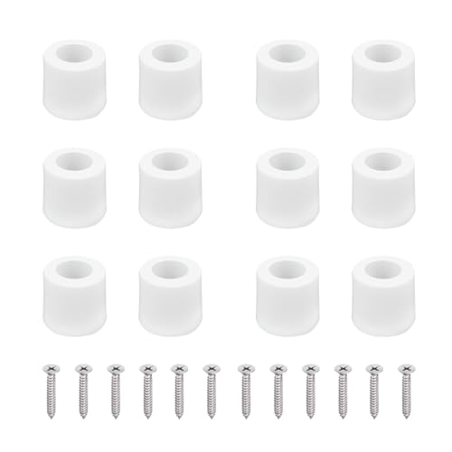 VOLO Pack of 12 Round PVC Furniture Buffer Pads – 25mm Screw-On Non Skid Floor Protectors for Sofa, Chair, Table, Noise Insulation (White) - Image 1