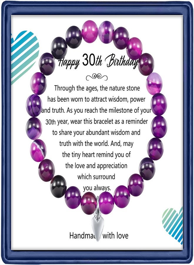 Haoze هدايا عيد الميلاد الثلاثين للنساء، سوار خرز عيد ميلاد سعيد 30 للمرأة التي تبلغ 30 عامًا هدية مجوهرات لها، الأم، الابنة، الأخت، أفضل صديقة، الزوجة، المديرة، هدايا عيد الميلاد (أميثيست) - Image 1