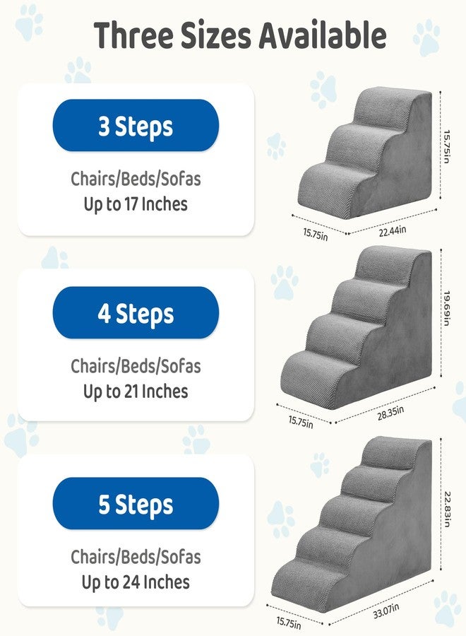 DUMOS Dog Stairs Ramp for Small Dogs and Cats, 3-Step Curved Pet Dog Steps with High-Density Foam for Puppy and Older Cats, Indoor Non-Slip Pet Ladder Ramp Stairs for Couch, High Beds, Sofa, Car, Grey - Image 3