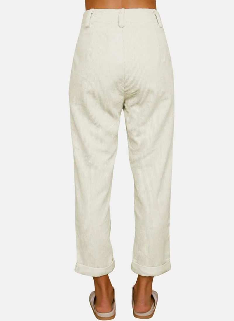 YUNIQEE White Plain Casual Trousers