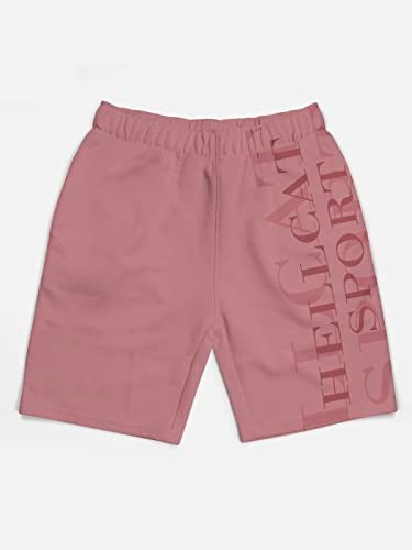 HELLCAT Pack of 5 Trendy Typographic Printed Mid Rise Shorts for Boys - Petrol Blue/Grey Melange/Pink/Sky Blue/Burgundy / 3-4 Years - Image 4