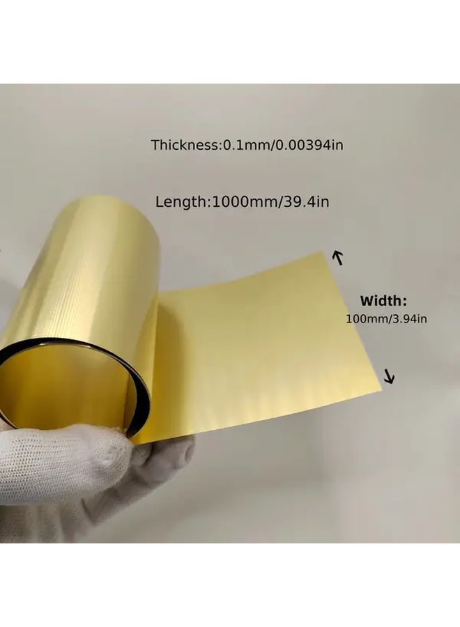 1 Pc Extra Thick Brass Metal Sheet 0 1mm 100x1000mm For Crafts - Image 1