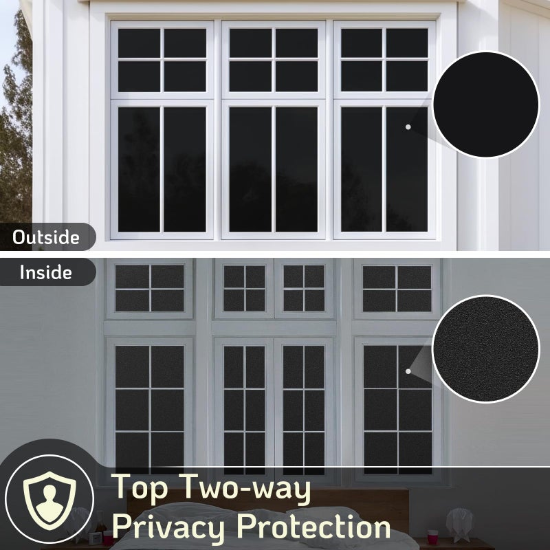 LUTE Blackout Window Film, Light Blocking Room Darkening Frosted Privacy Cling for Glass, Black Out Shades Window Tint for Day Sleep, Static Cling Sun Blocking Blackout Cover, 17.5" x 78.7" - Image 3
