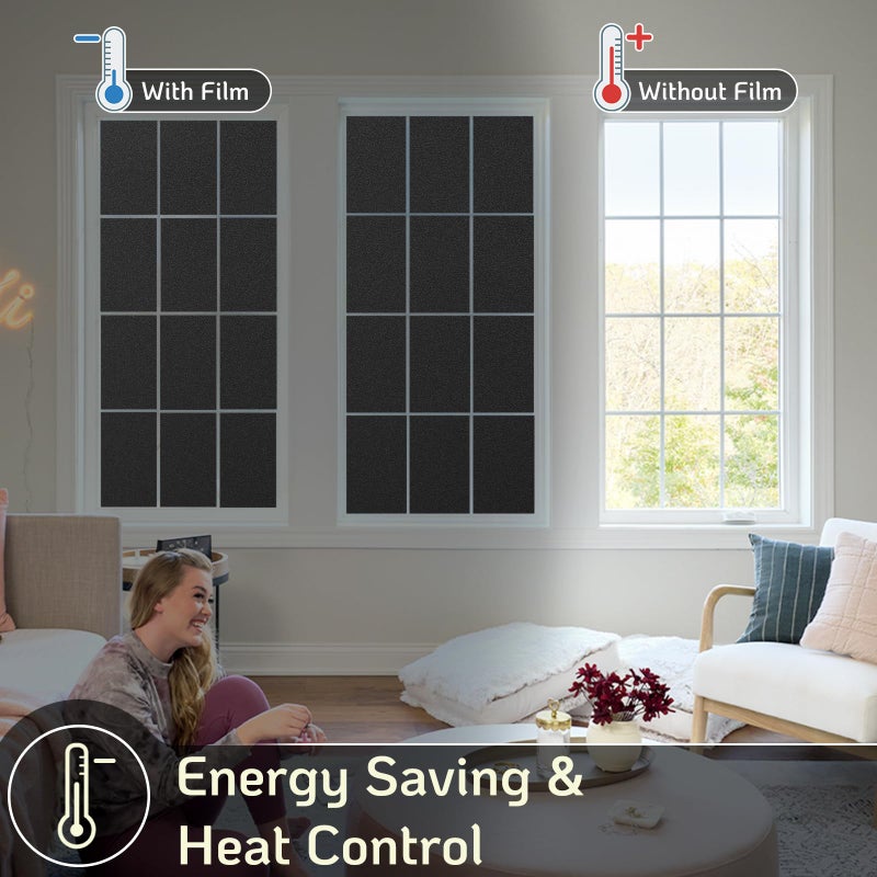 LUTE Blackout Window Film, Light Blocking Room Darkening Frosted Privacy Cling for Glass, Black Out Shades Window Tint for Day Sleep, Static Cling Sun Blocking Blackout Cover, 17.5" x 78.7" - Image 5