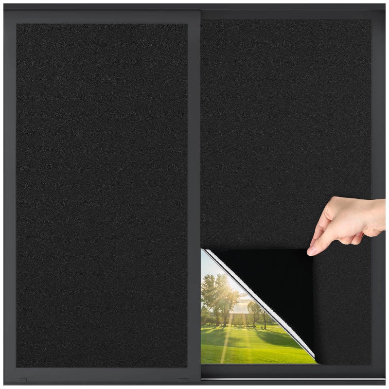 LUTE Blackout Window Film, Light Blocking Room Darkening Frosted Privacy Cling for Glass, Black Out Shades Window Tint for Day Sleep, Static Cling Sun Blocking Blackout Cover, 17.5" x 78.7" - Image 1
