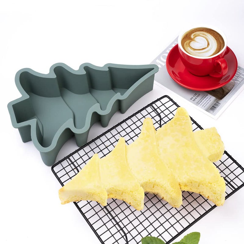 QTECLOR Christmas Tree Silicone Molds for CakeCute Cupcake MoldsNonStick Baking MoldsBiscuit Christmas Tree Snowflake Bells Gummy Baking DIY ToolsHoliday New Year Party Gift for Kids Teens