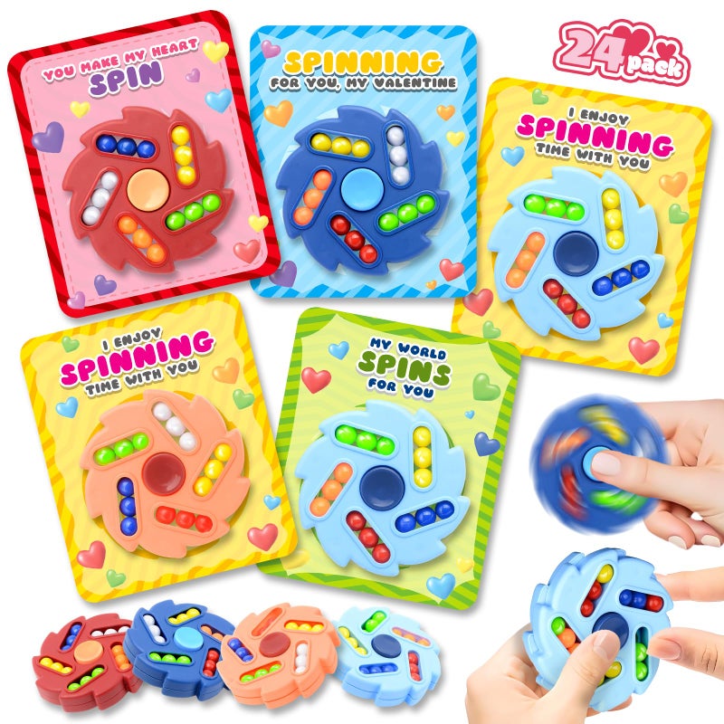 AuroTops 24 Pack Valentines Day Cards for Kids with Spinner Fidget Toys for Kids Spinner Toys BulkKids Valentines Day CardsValentines Party Favors Classroom Exchange Gifts for Boys Girls Gift - Image 3