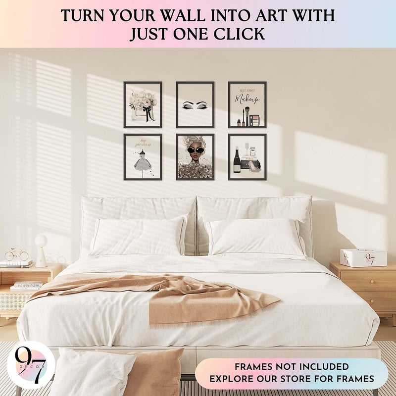 97 Decor Glam Grey Fashion Wall Decor - 6 Pcs Makeup Posters, Silver And Black Glam Wall Art for Women Makeup Room, Silver High Heel Prints, Silver Bedroom Decor for Girls (8x10 UNFRAMED) - Image 3