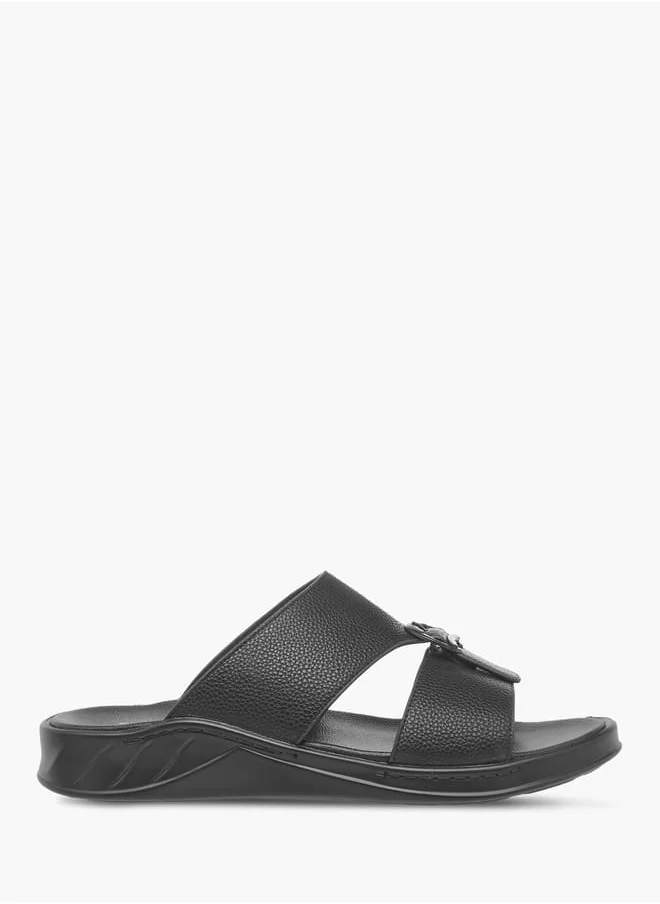 ال بي ال من شو اكسبرس Mens Textured Slip-On Arabic Sandals With Buckle Accent Ramadan Collection