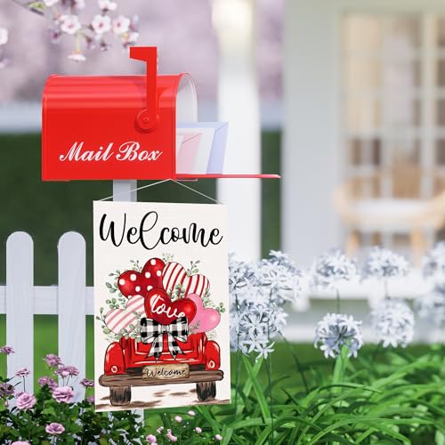 JNDJE Valentine's Day Garden Flag, Valentines Flag 12x18 Double Sided Decorations, Red Truck Small Flag for Outdoor - Image 5