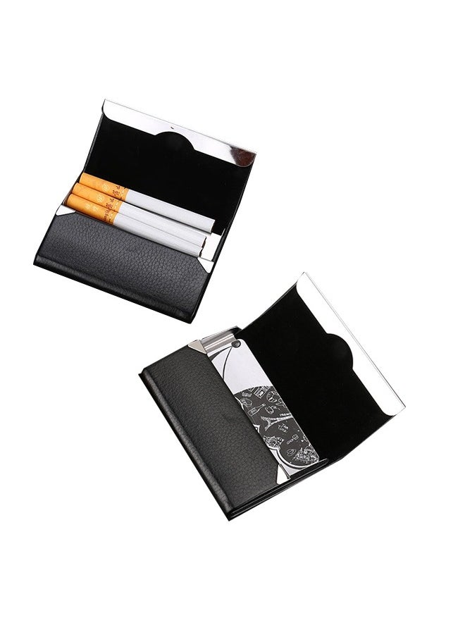 Generic Business Card Holder Case Black Fashion Professional PU Leather Business Card Carrier Luxury Metal Name Card Holder with Magnetic Shut Wallet Credit Card ID Case for Men Women Best Gift  - Image 3