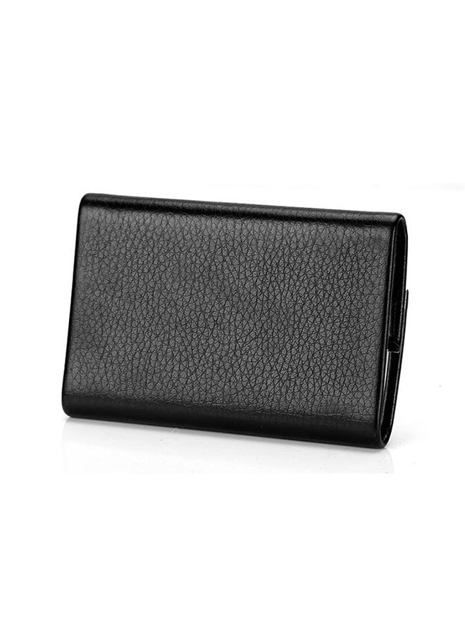 Generic Business Card Holder Case Black Fashion Professional PU Leather Business Card Carrier Luxury Metal Name Card Holder with Magnetic Shut Wallet Credit Card ID Case for Men Women Best Gift  - Image 5