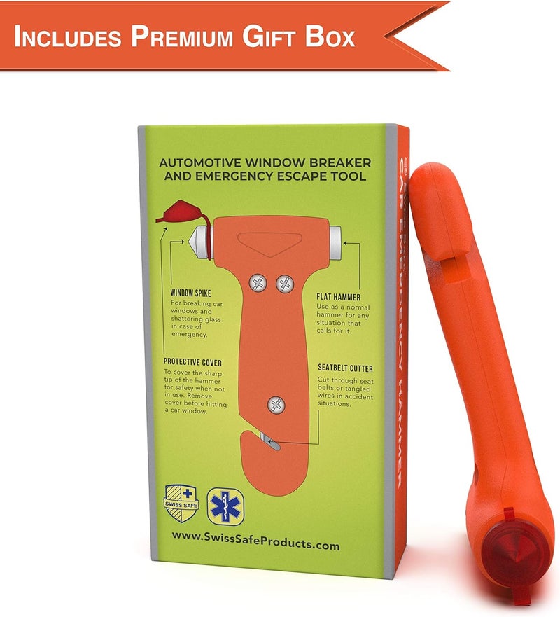 Swiss Safe 5-in-1 Emergency Car Hammer - Orange - Image 4