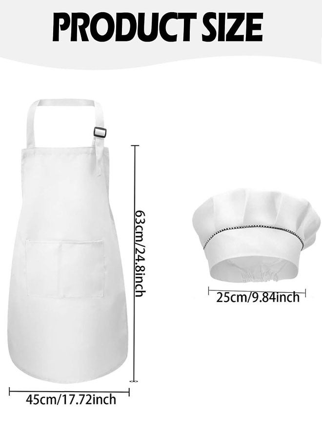 Beauenty Kids Apron and Chef Hat Set, Adjustable Children Apron with 2 Pockets for Boys Girls, Toddler Chef Apron Kitchen Garden Bib Aprons for Cooking Baking Painting Crafting (7-13 Year) - Image 2