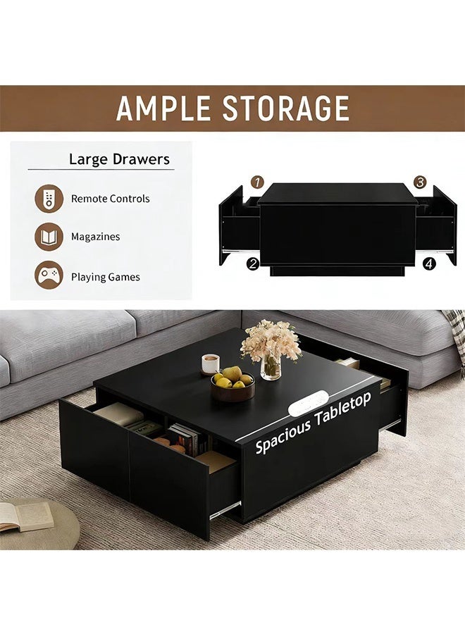 JCB CHIC 90×90×35CM Coffee Table，Modern Creative Design, Sofa, Corner, Bedside, Coffee Table for living room bedroom Indoor and Out door Side table with Sturdy Base - Image 4