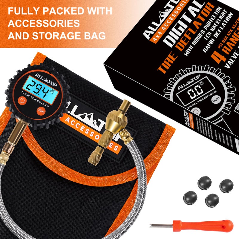 ALL-TOP 4x4 Digital Tire Deflator kit, Professional Tire Pressure Gauge, Air Down Master, Rapid Tire Deflator (250 PSI) - Image 2