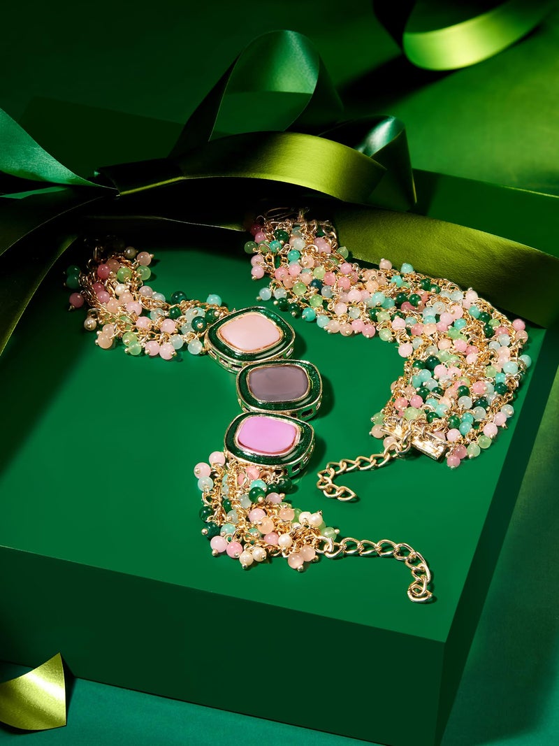 ZAVERI PEARLS Set Of 2 Multi-Colour Stones & Beads Ethnic Bracelet For Women-ZPFK16866 - Image 3