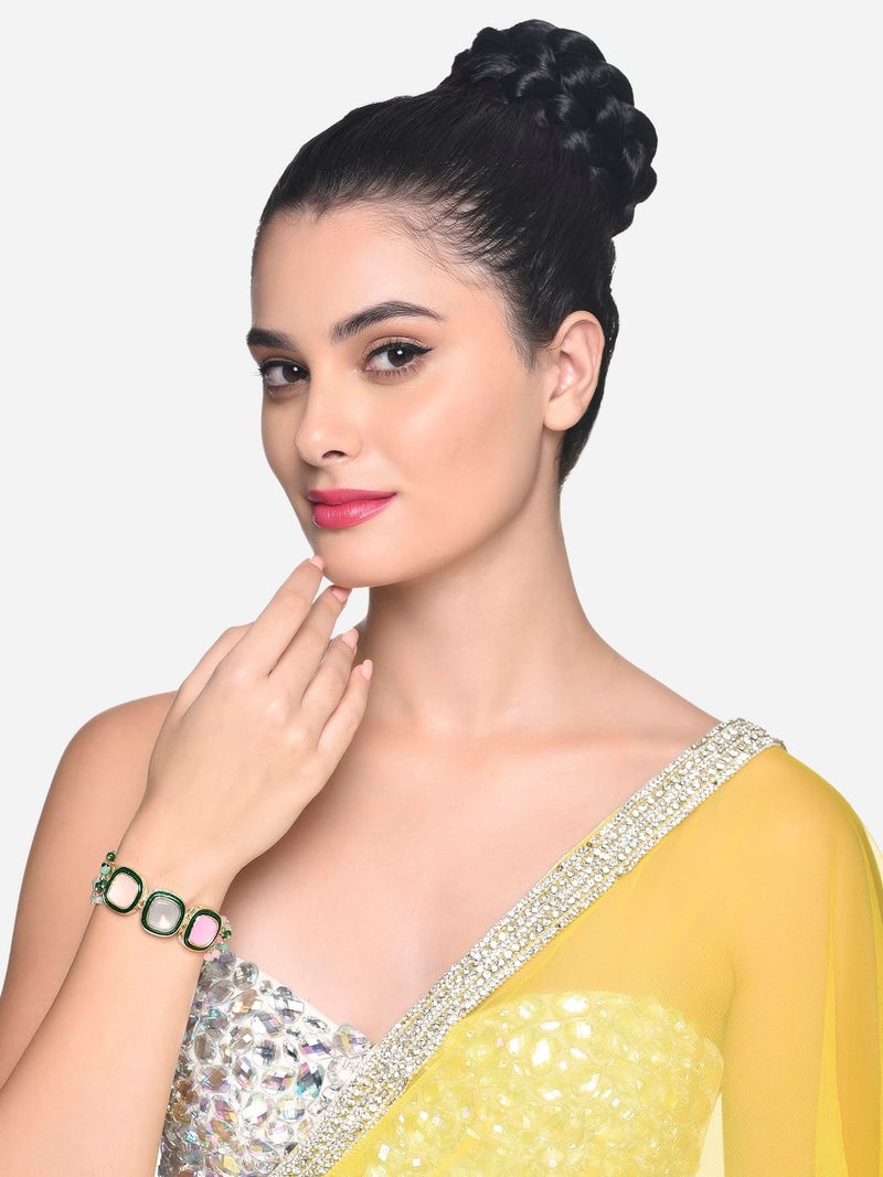 ZAVERI PEARLS Set Of 2 Multi-Colour Stones & Beads Ethnic Bracelet For Women-ZPFK16866 - Image 4