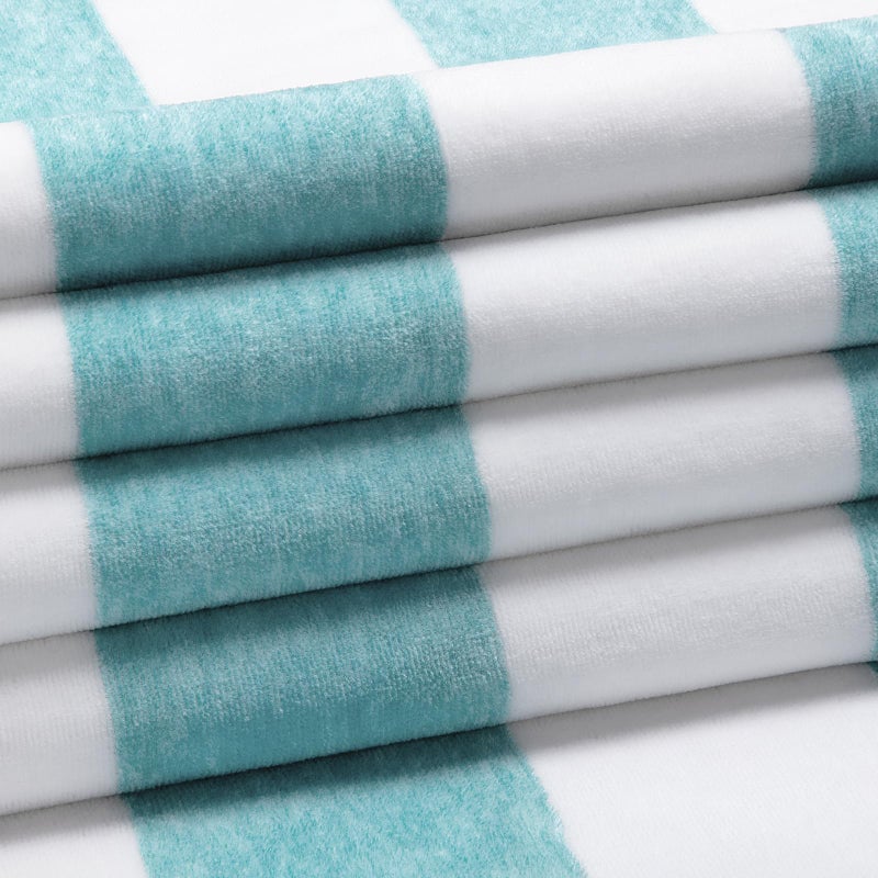 HENBAY Cotton Oversized Beach Towel - Large 70 x 35 Inch Pool Towel, Turquoise Striped Quick Dry Swimming Cabana Towel - Image 2