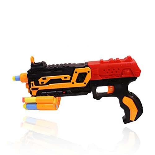 Wembley Blaster Guns with Laser Light & Music, Foam Bullets with 14 Foam Bullets for Guns, Shooting Game Toy for Indoor Outdoor, Battery Operated Musical Gun Toy for Kids Boys 6+ (Orange) - Image 2
