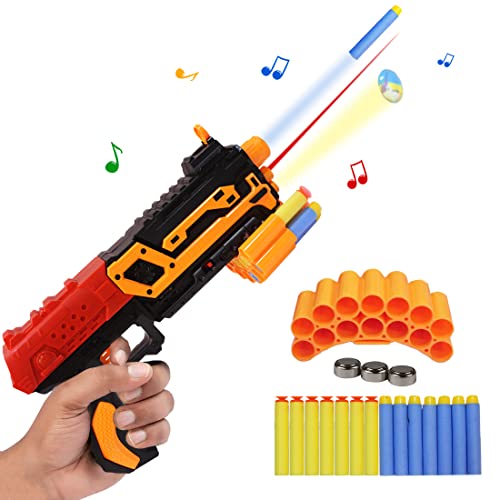 Wembley Blaster Guns with Laser Light & Music, Foam Bullets with 14 Foam Bullets for Guns, Shooting Game Toy for Indoor Outdoor, Battery Operated Musical Gun Toy for Kids Boys 6+ (Orange) - Image 1