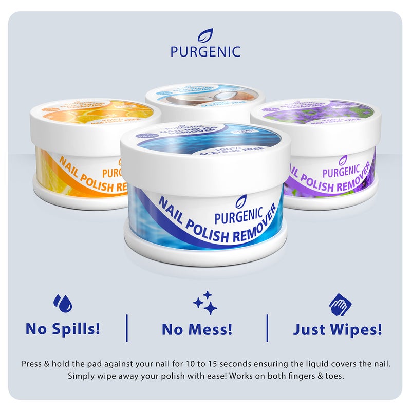 Purgenic Nail Polish Remover Pads - (128 Count) - On the Go & Travel - Lint Free Nail Polish Wipes - Pre-soaked Pads Made All Natural Ingredients - Cuticle Wipes - No Harsh Odor or Chemicals - Image 4