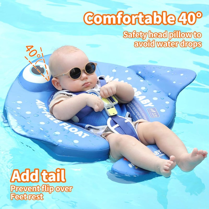V Convey Mambobaby Float with Canopy and Tail New Upgraded Non-Inflatable Baby Pool Float Mambo Float Swim Trainer Solid Infant Swim Float Adjustable Pearl Foam Baby Swim Ring - Image 5