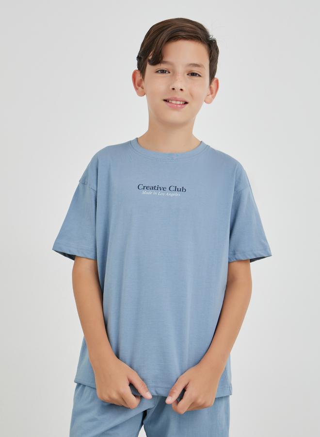 Styli Styli Boys Typography Print Oversized T-Shirt and Shorts Set  - Image 2