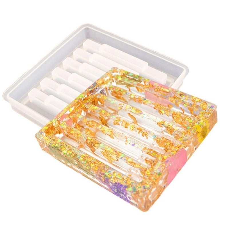 SNOOGG Pack of 8 Inch/ 4 Piece of D Cut and 1 Piece of Stand Mould Epoxy Resin Casting Moulds for Making and DY Custom Coasters Resin Art Gifts Home Decoration - Image 4