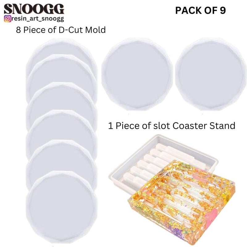 SNOOGG Pack of 8 Inch/ 4 Piece of D Cut and 1 Piece of Stand Mould Epoxy Resin Casting Moulds for Making and DY Custom Coasters Resin Art Gifts Home Decoration - Image 2