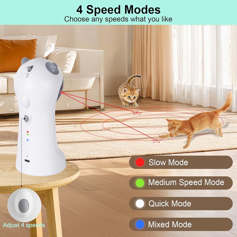 TBTeek Motion-Activated Interactive Cat Toy, USB Rechargeable Automatic Cat Toy with Rotating Red Light, 4 Speed Modes for Indoor Cats, Kittens & Dogs - Image 5