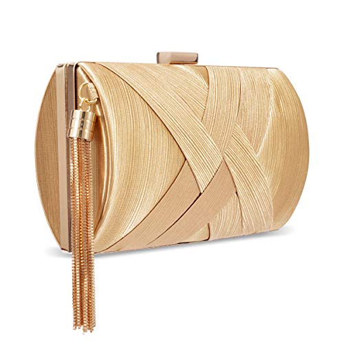 Zebrum Womens Evening Clutch Bag Designer Evening Handbag Hand Bag,Lady Party Wedding Clutch Purse (Elegant Tassel-Gold) - Image 1