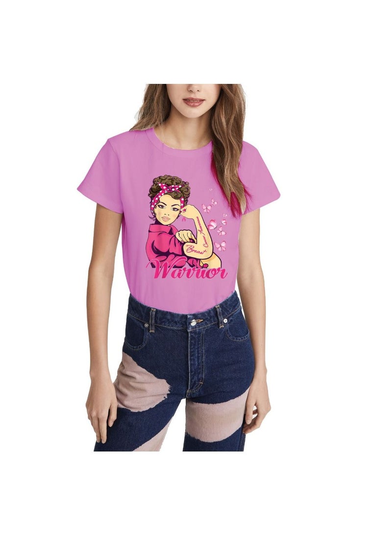 PRINTSHOP4ME October Month PinkCancer Awareness Round Neck Short Sleeve T-shirt Unisex  - Image 1