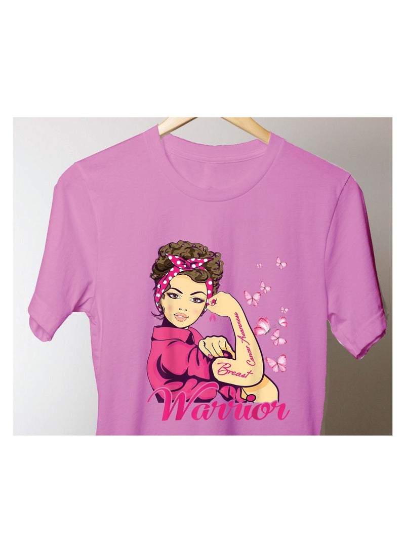 PRINTSHOP4ME October Month PinkCancer Awareness Round Neck Short Sleeve T-shirt Unisex  - Image 5