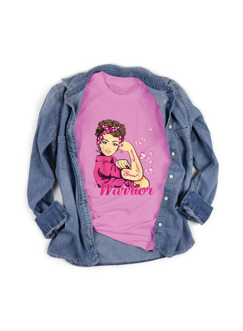 PRINTSHOP4ME October Month PinkCancer Awareness Round Neck Short Sleeve T-shirt Unisex  - Image 4