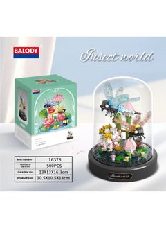 Butterfly Bee Flower Miniature Small Particle Building Blocks Assembled Educational Toys Decoration Girls Send Gifts Supermarket Wholesale-Color:16378 Dragonfly (with Dust Cover)-Specifications:Standard