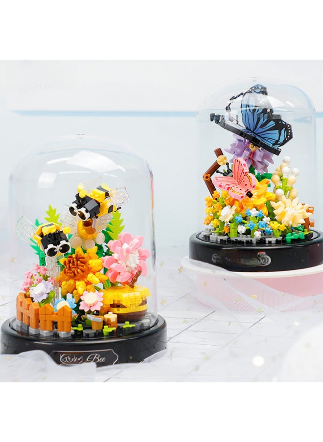 Generic - Butterfly Bee Flower Miniature Small Particle Building Blocks Assembled Educational Toys Decoration Girls Send Gifts Supermarket Wholesale-Color:16378 Dragonfly (with Dust Cover)-Specifications:Standard - Image 1