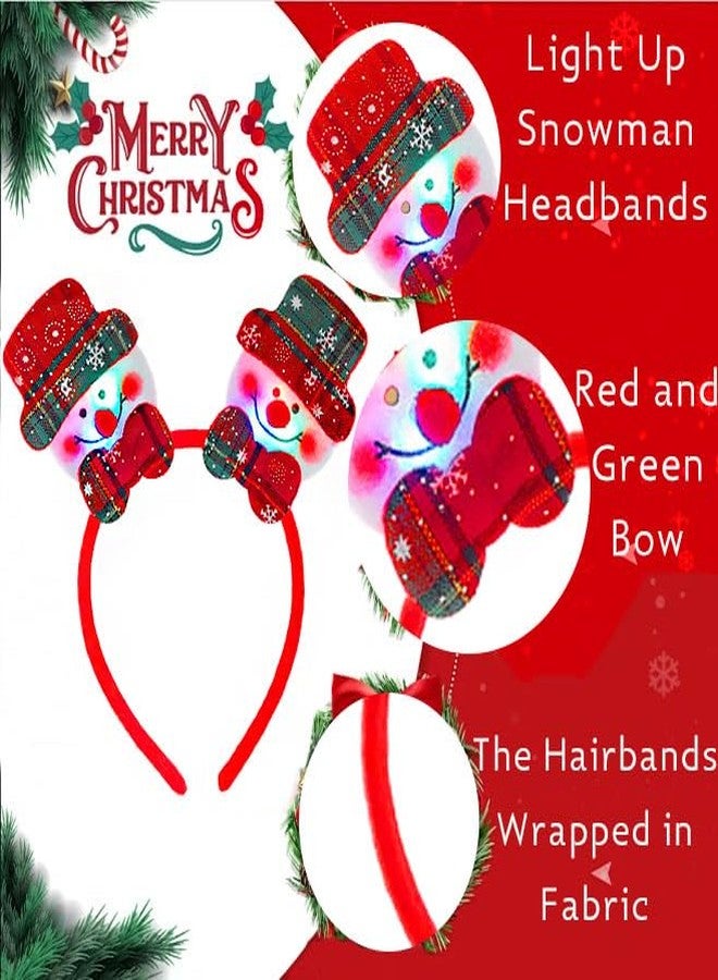 Firuilo Christmas Headband Light Up Snowman Hairbands Snowflake Bow Headpieces Xmas Holiday Party Costume Hair Accessories for Women - Image 3