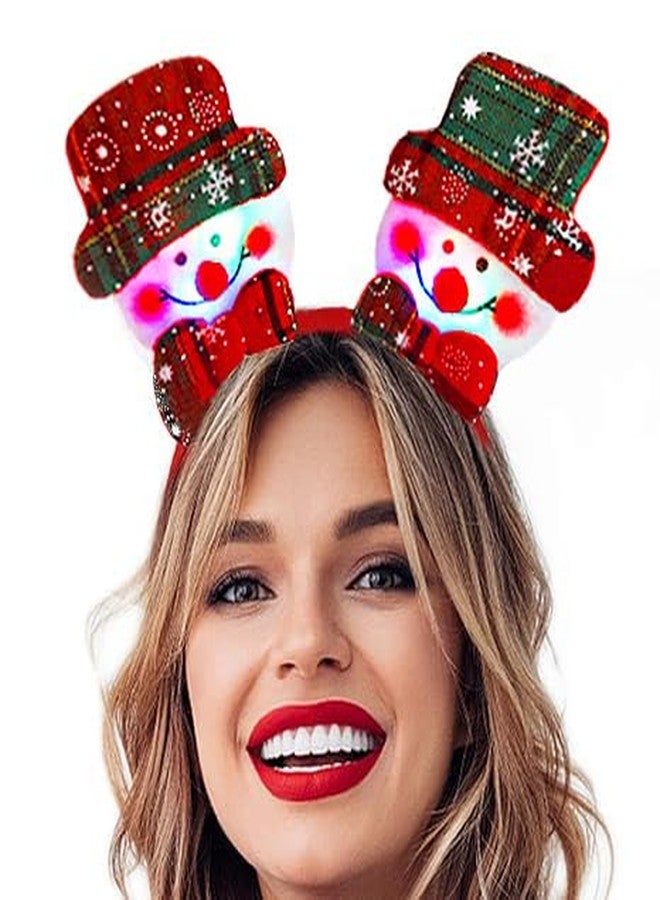 Firuilo Christmas Headband Light Up Snowman Hairbands Snowflake Bow Headpieces Xmas Holiday Party Costume Hair Accessories for Women - Image 1