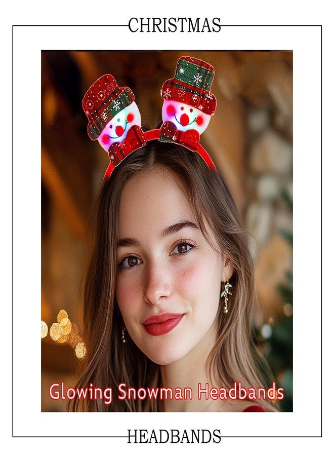 Firuilo Christmas Headband Light Up Snowman Hairbands Snowflake Bow Headpieces Xmas Holiday Party Costume Hair Accessories for Women - Image 2