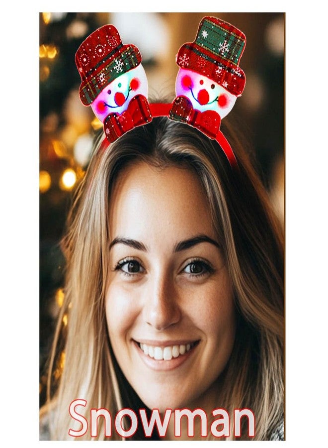 Firuilo Christmas Headband Light Up Snowman Hairbands Snowflake Bow Headpieces Xmas Holiday Party Costume Hair Accessories for Women - Image 5