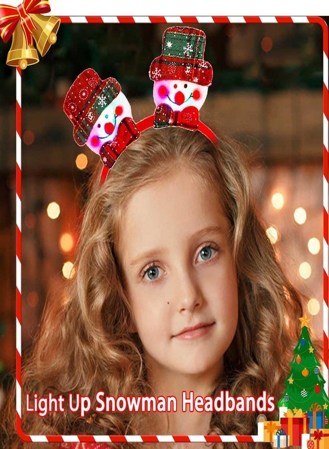 Firuilo Christmas Headband Light Up Snowman Hairbands Snowflake Bow Headpieces Xmas Holiday Party Costume Hair Accessories for Women - Image 4