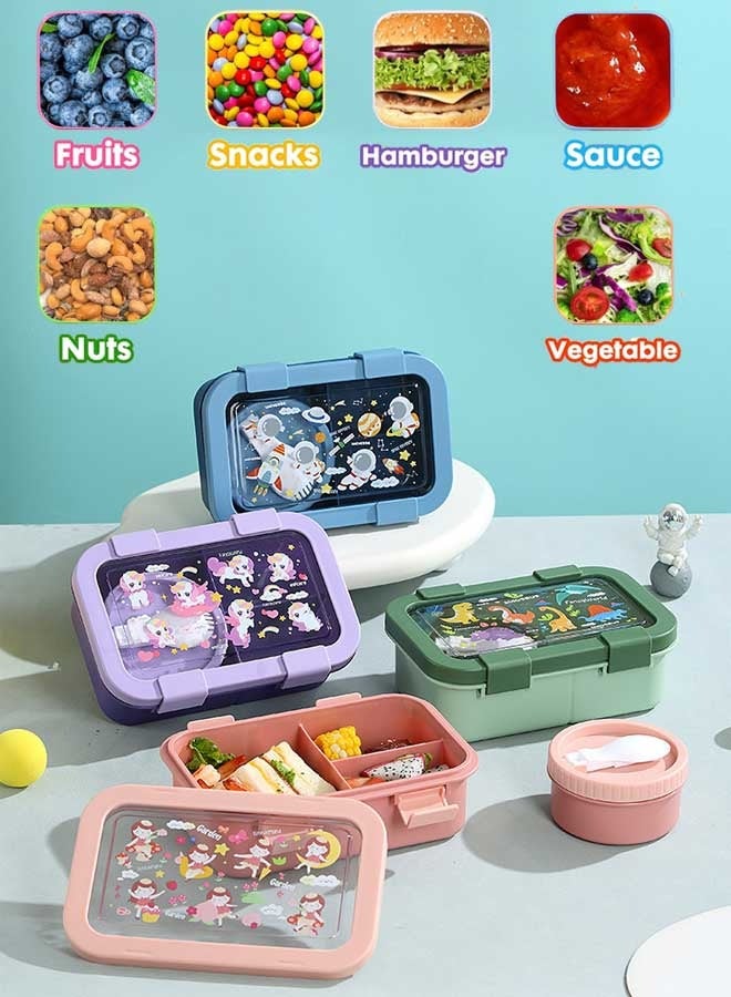 Super ZYouth Lunch Boxes for Kids, Bento Box for Children's School with 3 Compartments and Sauce Box, Leak-Proof Lunch Food Container - Image 2