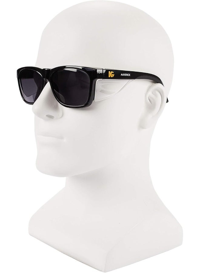 KLEENGUARD KCC49311, Maverick Safety Eyewear, Smoke Gray Body, Smoke Lens, Black Frame - Image 3