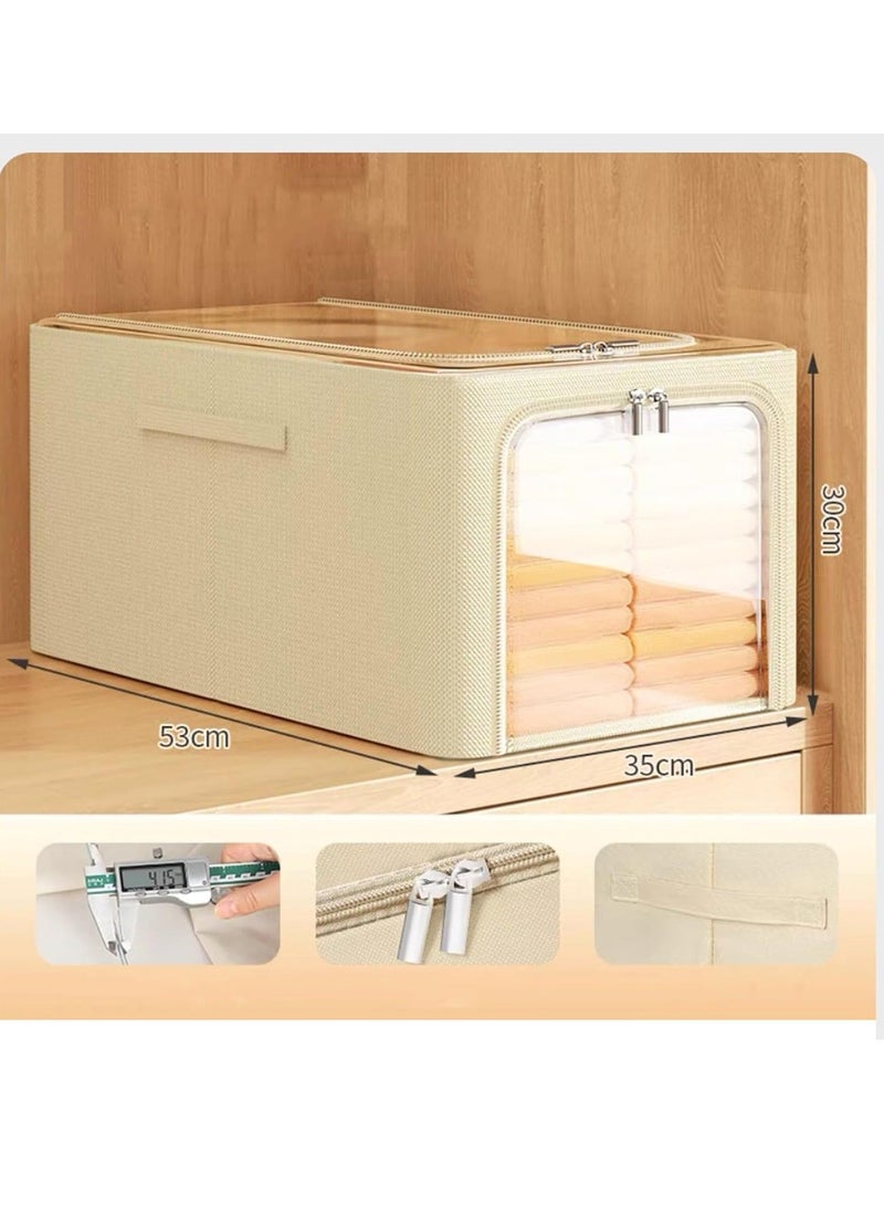 DUNISO 3 Pieces 60L Clothes Storage Organizer, Foldable Clothes Storage Bins with Clear Window Closet Organizer Storage Containers with Handles, Oxford Cloth Steel Frame Clothing Storage Box - Image 5