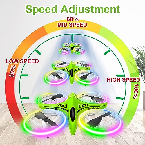 Dwi Dowellin Mini Drone for Kids Crash Proof LED Night Lights One Key Take Off Landing Flips RC Remote Control Small Flying Toys Drones for Beginners Boys and Girls Adults Nano Quadcopter, Green - Image 5
