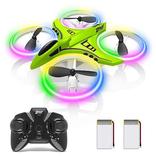 Dwi Dowellin Mini Drone for Kids Crash Proof LED Night Lights One Key Take Off Landing Flips RC Remote Control Small Flying Toys Drones for Beginners Boys and Girls Adults Nano Quadcopter, Green - Image 1