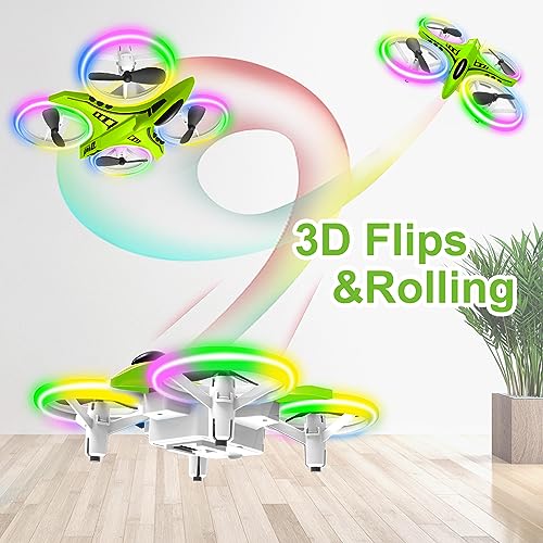 Dwi Dowellin Mini Drone for Kids Crash Proof LED Night Lights One Key Take Off Landing Flips RC Remote Control Small Flying Toys Drones for Beginners Boys and Girls Adults Nano Quadcopter, Green - Image 4