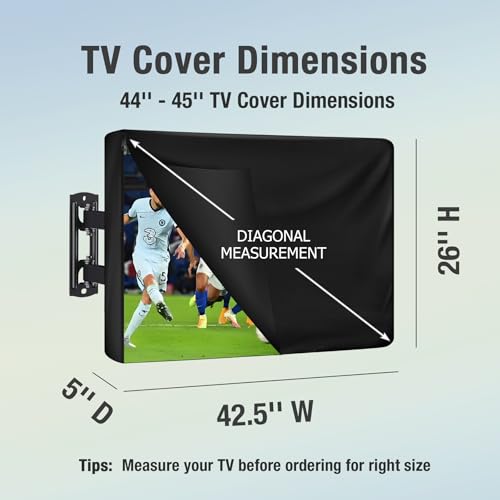 REDRICH 600D Heavy Duty Outdoor TV Cover for 4445 inch TV Upgraded Waterproof and Dustproof TV Screen Protectors with Zipper for Outside - Image 3